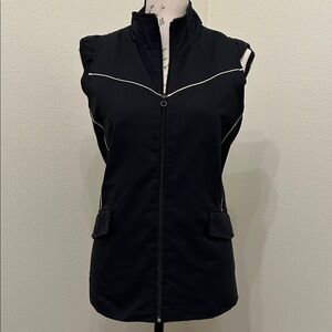 Tail Black Sleeveless Vest with White Trim